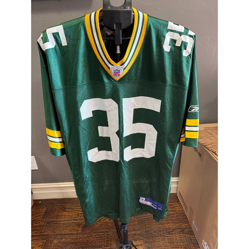 Mens Reebok NFL Green Bay Packers Samkon Gado 35 Jersey Green Large